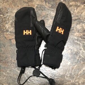 Helly Hansen Black Mittens with Orange Accents
